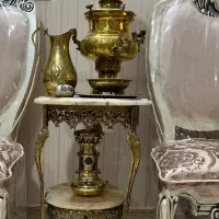 سرویس سماور زغالی برنج ومیزگردبرنز،شیرینی برنزساعت