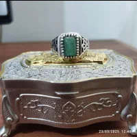انگشتر نقره زمرد پنجشیر افغان و عقیق تک چشم