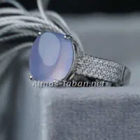 انگشتر زنانه با سنگ عقیق کبود و رکاب نقره 925 عیار