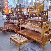 مبلمان سنتی چوبی9نفره گره‌چینی کد 511ni تخت