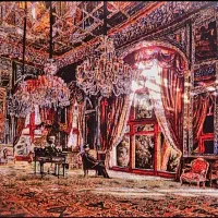 تابلو فرش دستباف نفیس تالار آینه ۱۵۵ در ۱۰۵ ابریشم