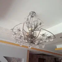 لوستر فلزی استیل چهار شاخه کریستالی