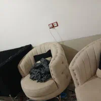 مبل ۶نفره پایه استیل کرم مشکی|مبلمان خانگی و میز عسلی|شیراز, ماه فیروزان|دیوار