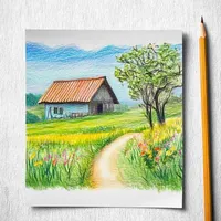 کلاس نقاشی با مدادرنگی آموزشگاه سوری