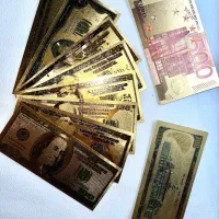 اسکناس کلکسیونی طلایی یورو طلاکوب و دلار طلایی