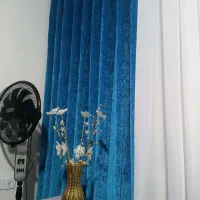 پرده مخمل آبی و حریر
