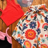 ست کراپ و شلوار ساحلی تابستونی دخترونه روز دختر