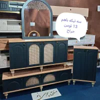 ست رنگ مشکی کنسول با آینه میزتلویزیون جاکفشی مشکی|بوفه، ویترین، کنسول|قم, قلعه کامکار|دیوار