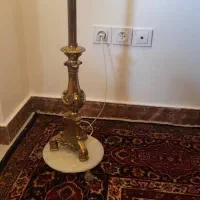 لوستر برنز ۶ شاخه و آباژور  ایستاده برنز پایه سنگ|لوستر و چراغ آویز|تهران, ونک|دیوار