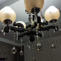 لوسترچوب و استیل وکریستال ۵شاخه|لوستر و چراغ آویز|ماهدشت, |دیوار