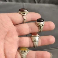 انگشتر نقره عقیق شجر زمرد زبرجد یاقوت