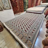 فرش سنتی مدل ترکمن سبز و طوسی و لاکی