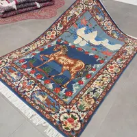 فرش دستباف بختیار نقشه کمیاب شکارگاه گل ابریشم