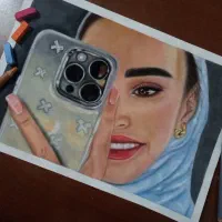 نقاشی چهره رنگی و سیاه قلم|تابلو، نقاشی، عکس|قم, هنرستان|دیوار