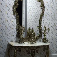 آینه و شمعدون برنز