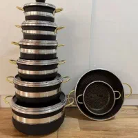 ماهیتابه و قابلمه ۱۴ تیکه گرانیتی طرح زنبوری