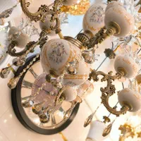 لوستر دوگل بزرگ چینی/سرامیکی لامپا۴شاخه ۸لامپه اصل|لوستر و چراغ آویز|تبریز, |دیوار