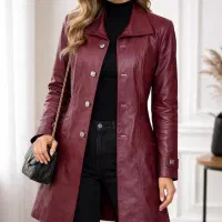 پالتو چرم زرشکی