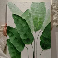 تابلوی دکوراتیو طرح برگ (کار با تکسچر)