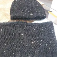 شال و کلاه مشکی نگین دار