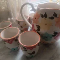 پارچ و لیوان سرامیکی گل بهار