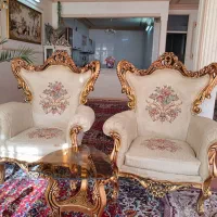 مبل اسلطنتی راحتی چوب راش ست میزعسلی درحدنو