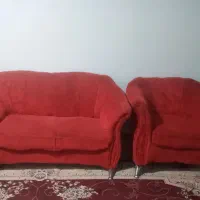 مبل 4 نفره قرمز مخمل|مبلمان خانگی و میز عسلی|اهواز, فاز ۱ پادادشهر|دیوار