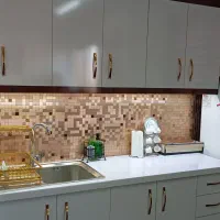 آینه دکورکاغذ دیواری بین کابینت طراحی بازسازی کناف|آینه|کرمان, |دیوار