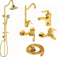 ست کامل شیرآلات قاجاری رنگ طلایی ۶تیکه