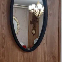 قاب آینه بیضی رنگ ذغالی ابعاد ۵۴ در ۲۹