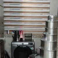 پرده آشپزخانه زبرا سفید قهوه ای