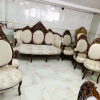 مبل سلطنتی9نفری تمام چوب(مدل3قاب)پرکارمبل میلاد