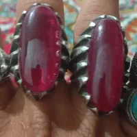 انگشتر نقره یاقوت و فیروزه|جواهرات|بردسیر, |دیوار