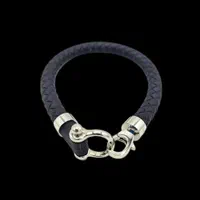 دستبند امگا رابر مشکی با قفل نقره ای کیفیت مستر