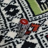 انگشتر نقره نگین عقیق کار فاخر و مهر تهران