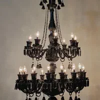 لوستر باکارا دو طبقه ۲۴ شاخه مشکی 8+16|لوستر و چراغ آویز|تهران, بهارستان|دیوار