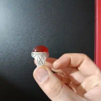 انگشتر سنگ عقیق و رکاب نقره دست‌ساز