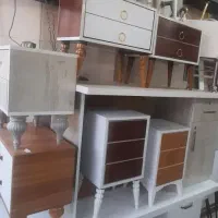 میز تلفن دو کشو و فانتزی صنایع چوب و فلز حنفی