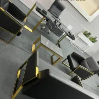 مبل اداری فلزی طلایی میز مدیریت وکیوم صندلی مدرن