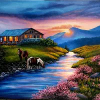 نقاشی رنگ روغن روی بوم / تابلو / آموزش رنگ روغن