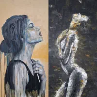 دو عدد تابلو نقاشی دست ساز روی بوم