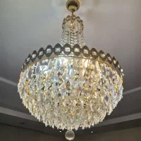 لوستر قدیمی کریستال ها اصل اتریش بدنه آب طلا ثابت|لوستر و چراغ آویز|تهران, نگین غرب|دیوار