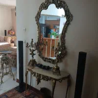 آیینه شمعدان برنز اصل|بوفه، ویترین، کنسول|اصفهان, برازنده|دیوار