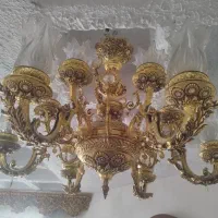یک جفت لوستر برنجی ۶ شاخه .۱۲ شعله .سه طوقه