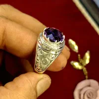 انگشتر نقره آمیتیست درجه یک و برلیان