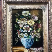 تابلو گل مادر کد 19 دستبافت و ابریشم دار