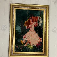 تابلوفرش دستبافت دختر تاب سوار