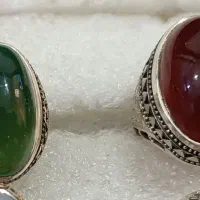 انگشتر نقره عقیق سبز کلوخه آفریقایی