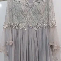 لباس مجلسی بلند طوسی گلدوزیدار|لباس|ایلام, |دیوار