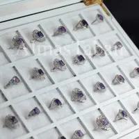 انگشتر زنانه نقره آبکاری رادیوم با سنگ آماتیست